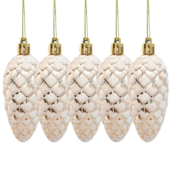 5Pcs Pinecone Shape Christmas Balls for Xmas Tree Pendants Hanging with Mercury Glass Glitter Pine Cones Ornaments Christmas, Prefect for Xmas Tree Decor, Parties, and Gift