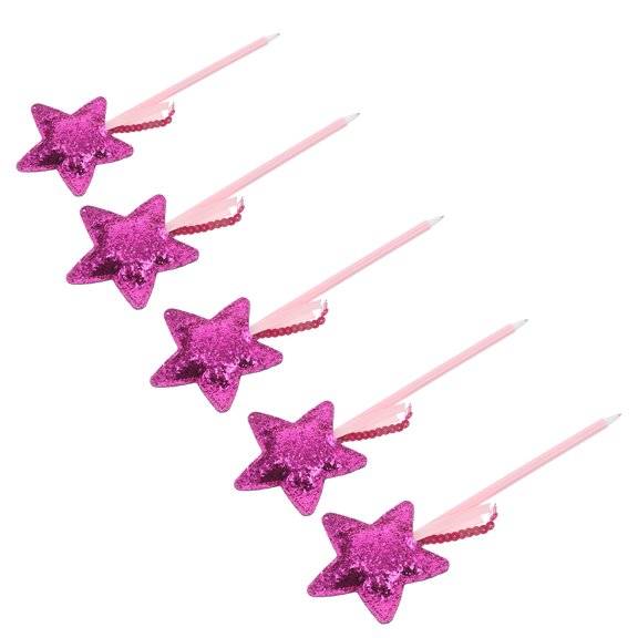 5Pcs Pink Glitter Star Ballpoint Pens with Comfortable PU Grip Smooth Ink for Home Office Use