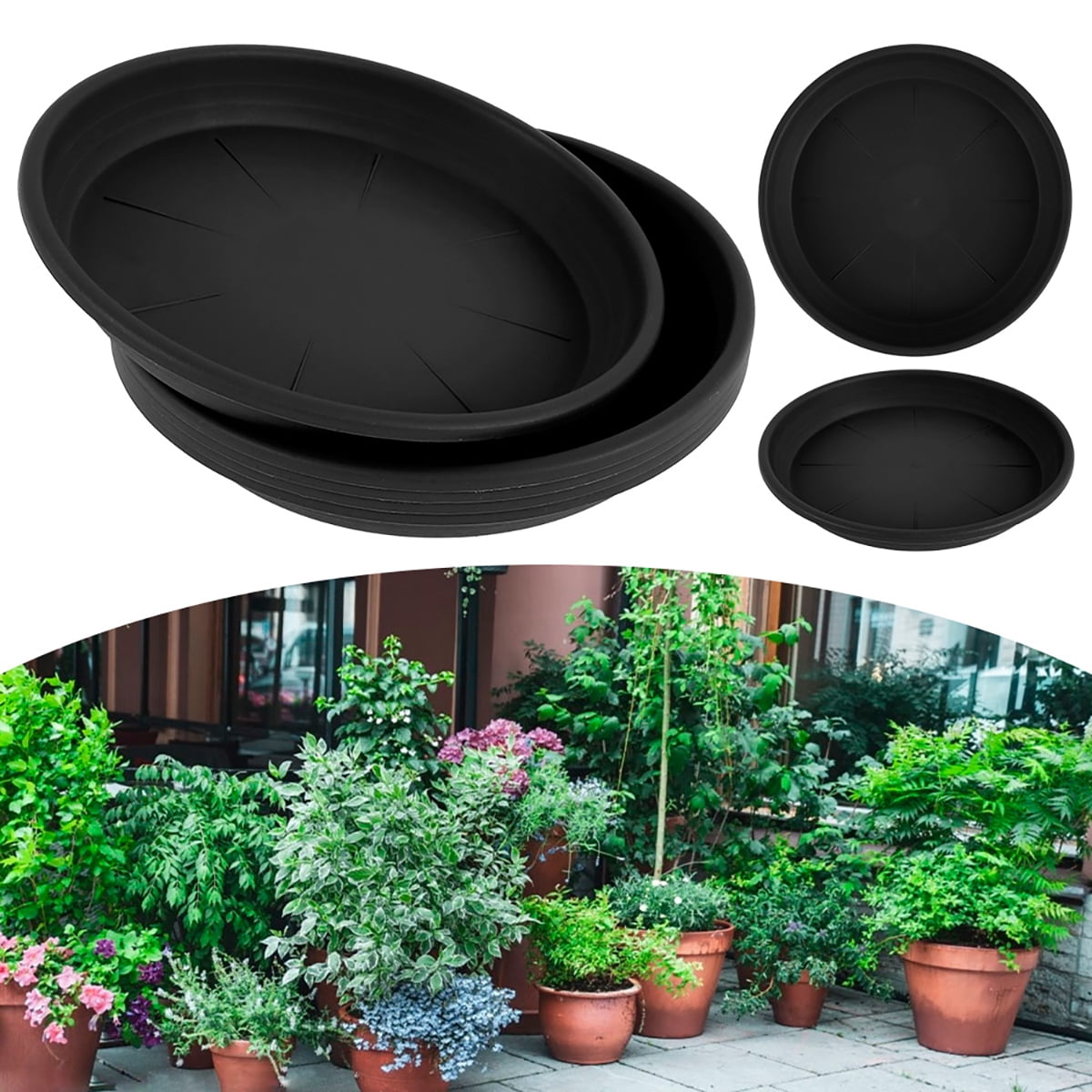 5Pcs Plant Saucer Kit 6 8 10 12Inch Plastic Plant Trays Heavy Duty