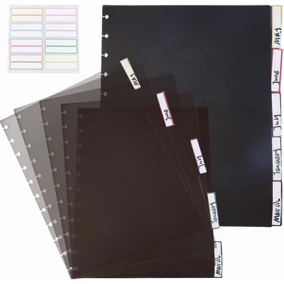 5Pcs Plastic Binder Index Divider Sheets Tab Divider for Notebook ...