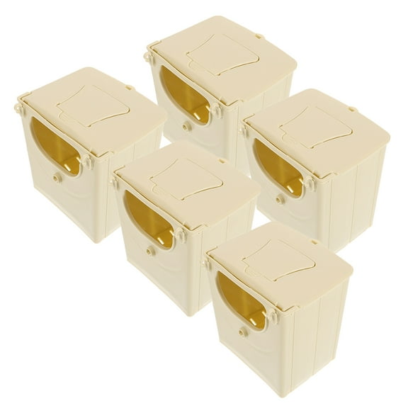 5Pcs Plastic Bird Nest Breeding Box Light Yellow Durable Parakeet Roosting Box for Small Birds