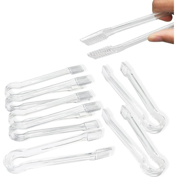 5Pcs Plastic Buffet Serving Tongs, Clear Kitchen Tongs 6.3 Inch Small Ice Tongs for Tea and Coffee Party Catering Appetizers Salad Desserts Sandwich