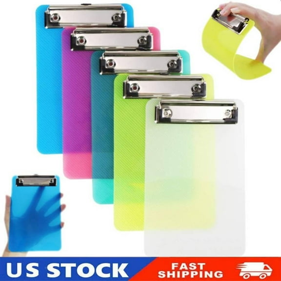 5Pcs Plastic Colorful Mini Clipboard 4.7x7.3'' A6 Pocket Clipboards Student Gift