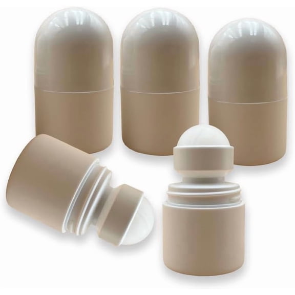 5Pcs Plastic Essential Oil Roller Bottles with Lid and Roller Balls Refillable Bottles Column White 3.5x6.3cm Capacity: 20ml(0.68fl. oz) for DIY