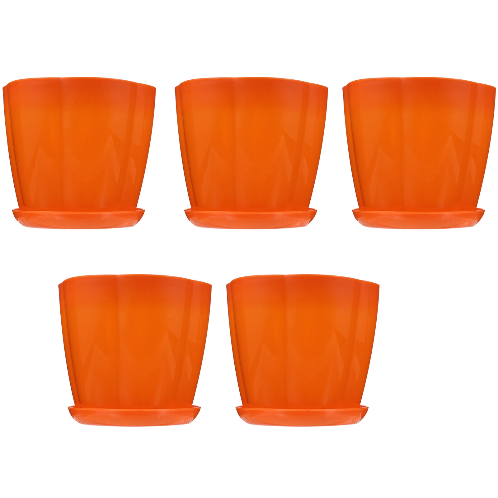 5Pcs Plastic Flowerpots Planting Pots with Planter Saucers