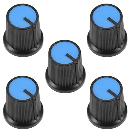 5Pcs Plastic Potentiometer Volume Control Rotary Knob Knurled Shaft Blue