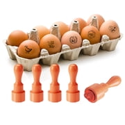 5Pcs Plastic Rubber Stamps with Wood Handles DIY Egg Drawing Stamps Duck 55x20mm Pattern 18mm 1pc/style