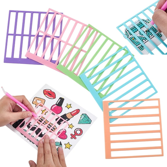 5Pcs Plastic Ruler for Diamond Diamond Painting Tool Square Mixed Color 100x100x2.5mm