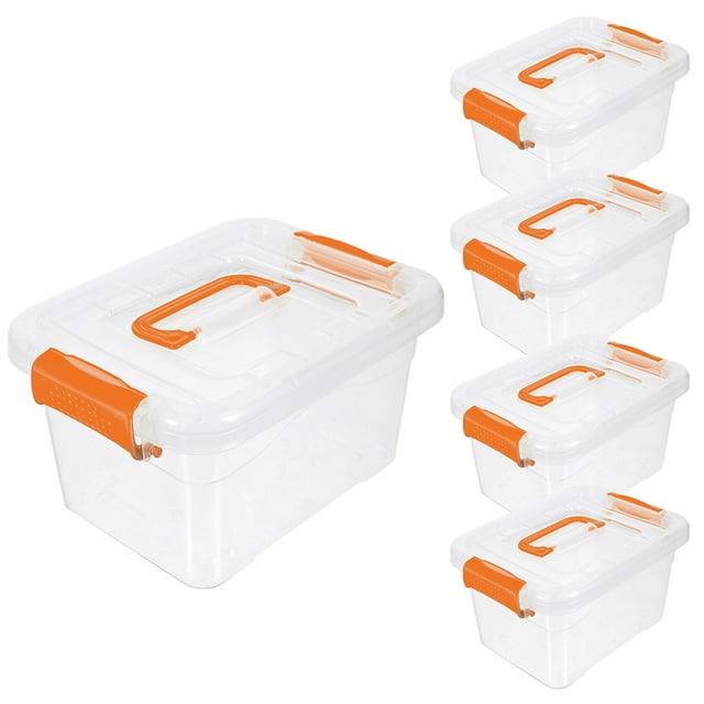 5Pcs Plastic Storage Box with Lid Clear Tabletop Sundry Toy Organizer
