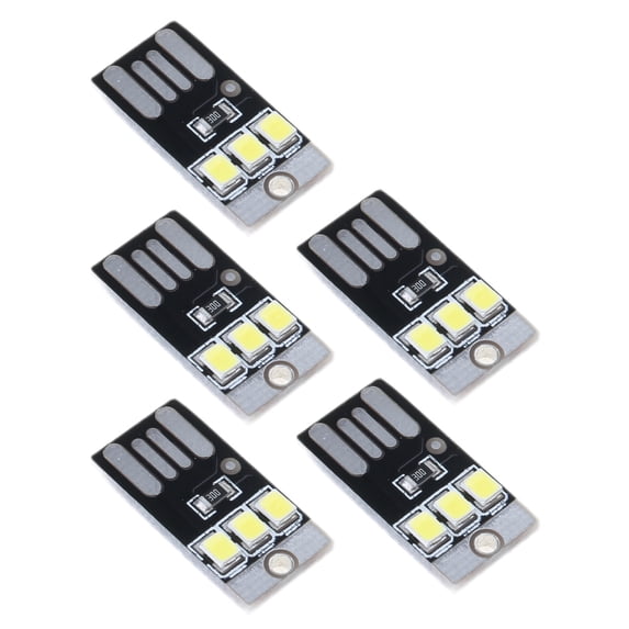 5Pcs Pocket Card USB Power LED Keychains Night Light 0.2W USB LED Bulb Book Light for Laptop Powerbank Night