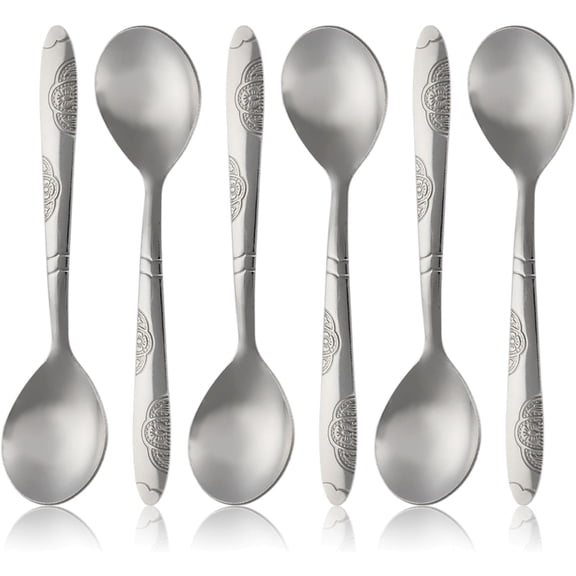 Rirvix 5Pcs Polished Stainless Steel Tea Spoons, Rust-Resistant Small Spoons for Stirring, Tasting, Desserts, Dishwasher Safe