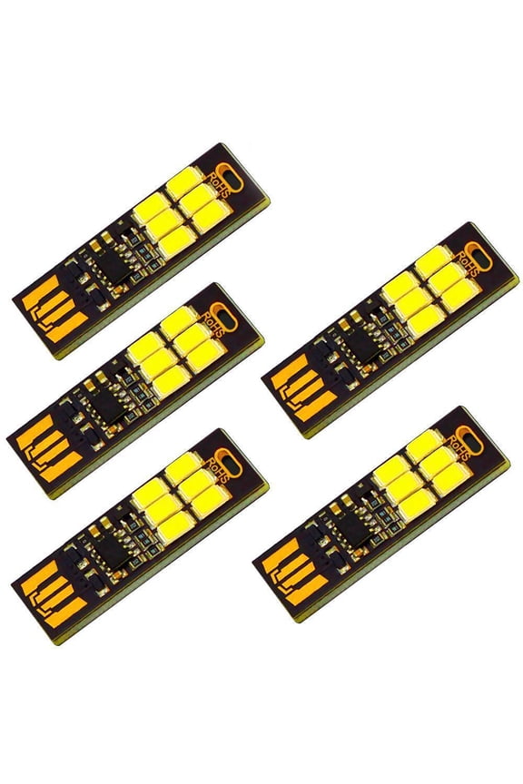 5Pcs Portable USB LED Lights Stepless Dimming, Small and Portable for Keychain or Wallet, 3200K Warm Light
