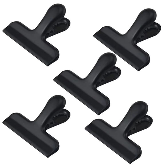 5Pcs Potato Chips Bag Clips Stainless Steel Sealing Clip Photo File Clamps Multifunction Household Kitchen Bag Clips Storage-Black
