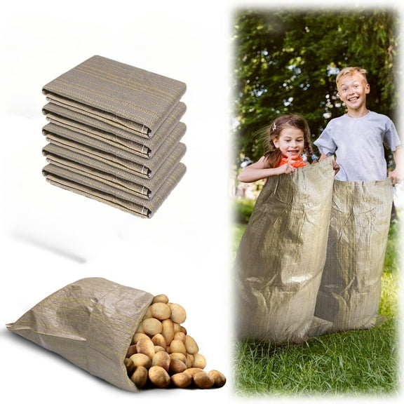 5Pcs Potato Sack Race Bags, 24"x40" Outdoor Lawn Games for Adults and Kids, Large Gunny Sacks Burlap Bags for Outdoor Sports Games, Birthday Parties, Outdoor Family Gatherings, Barbecues