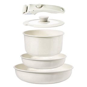 GiPP 5Pcs Ceramic Pots and Pans Set Nonstick Cookware Sets Removable Handle Kitchen,Oven Safe, Induction Ready