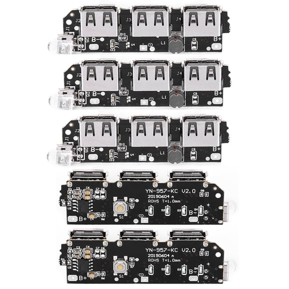 5Pcs Power Bank Charger Module 3USB DIY Mobile Circuit Board Electronic Component 5V2.1A
