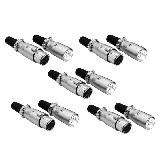 5Pcs Premium XLR Female Male Connector Bundle Zinc Alloy Snap-In Locking Mechanism for Microphone Cables