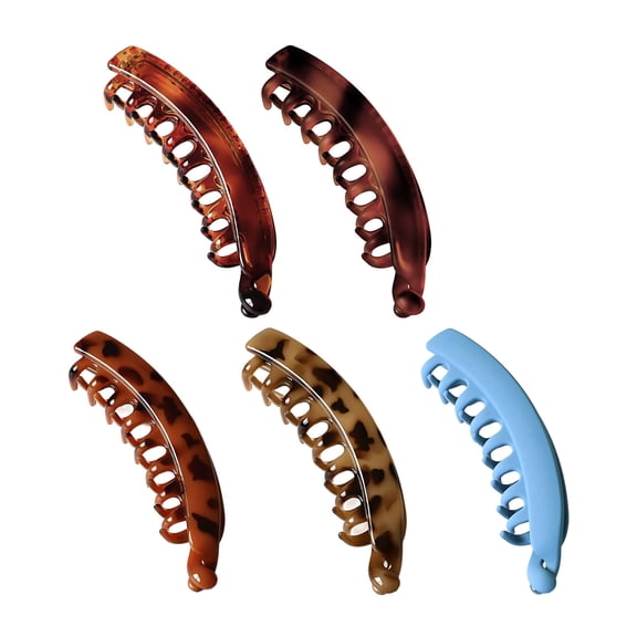 5Pcs Print Plastic Banana Clip Secure Hold For Fine Hair Hairpin For Women Girls Daily Styling