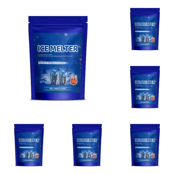 5Pcs Professional Grade Ice Melt - Concrete Safe Snow Salt for Driveways/Sidewalks/Patios | Pet Friendly Deicer, Melts Ice to -15°F (100g Bag)