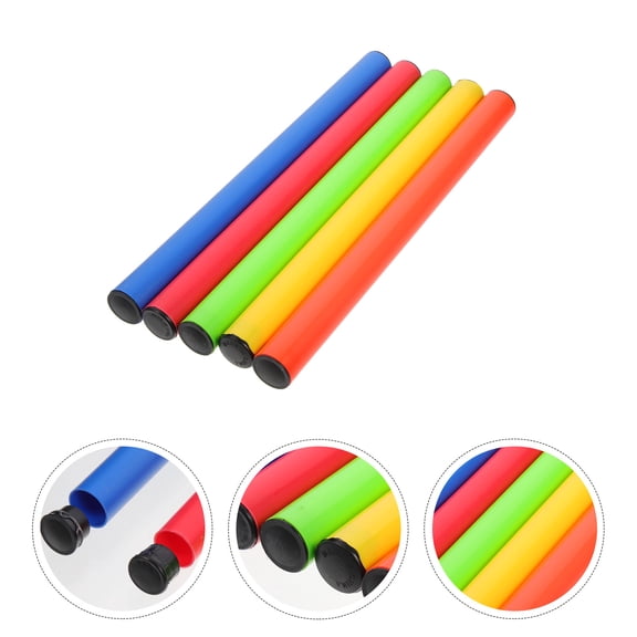OUNONA Relay Race Sticks for Kids Plastic Anti Slip Running Use Assorted Color 5 Pieces