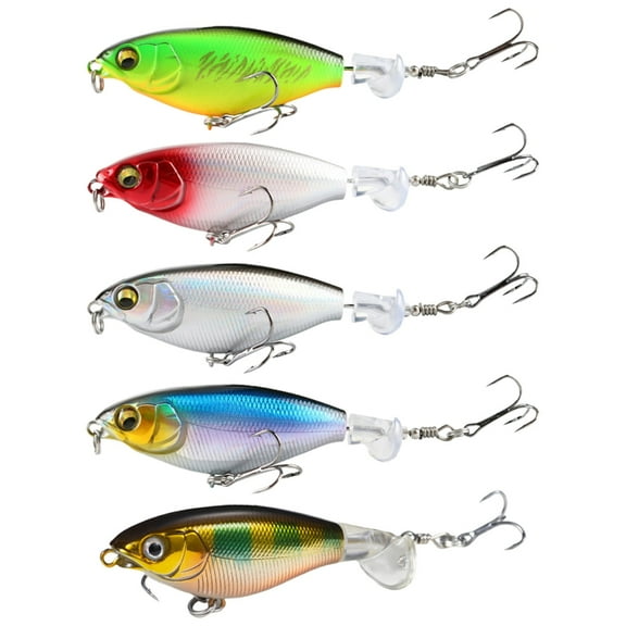 5Pcs Propeller Surfaces Tractors Rotating Hard Baits Fish Hook Propeller Noise Baits Propeller Tractors Hard Baits
