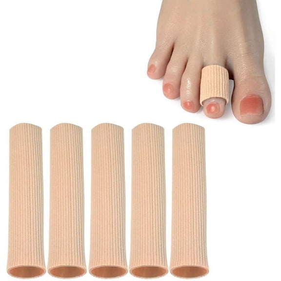 5Pcs Pukitry Toe Protectors ,Toe Tubes Sleeves,Toe Sleeve Protectors Relief Toe Pressure Pain,Corn ,Reusable Covers for Ingrown Toenails,Blisters,Plantar Warts (Medium)