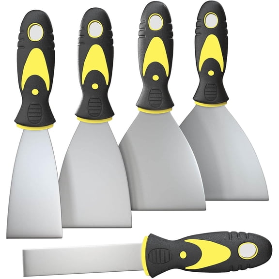 5Pcs Putty Knife Set, 1" 2" 3" 4" 5" Scraper, Spackle Knife, Paint Scraper, Scraper Tool, No Rusting, Perfect for Repairing Drywall, Removing Wallpaper, Mud, Plaster Scraping