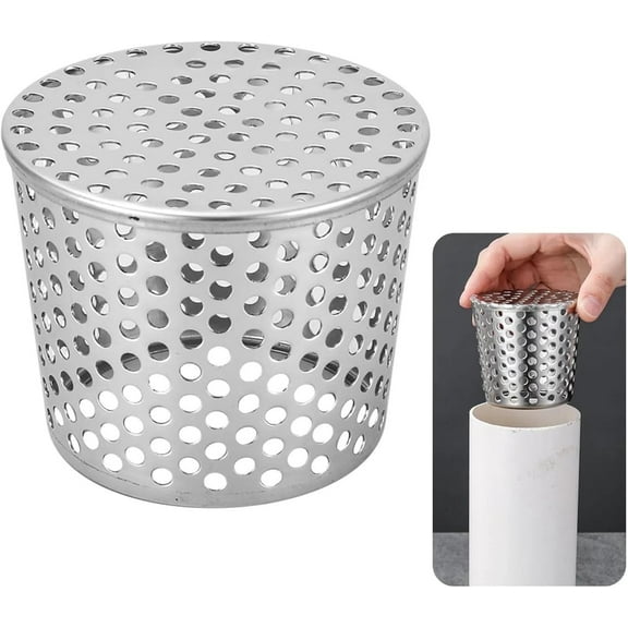 5Pcs Pvc Pipe Sewer Insert, Uscallm Stainless Steel Filter Screen Cover PVC Pipe Sewer Drain Insert Roof Floor Side Conical Proof Grate Guard Mesh Strainer
