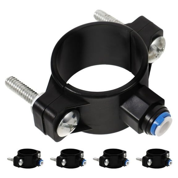 Supvox 5Pcs Integrated Drain Saddle Valve Clamps for Compact Under Sink Water Systems Black