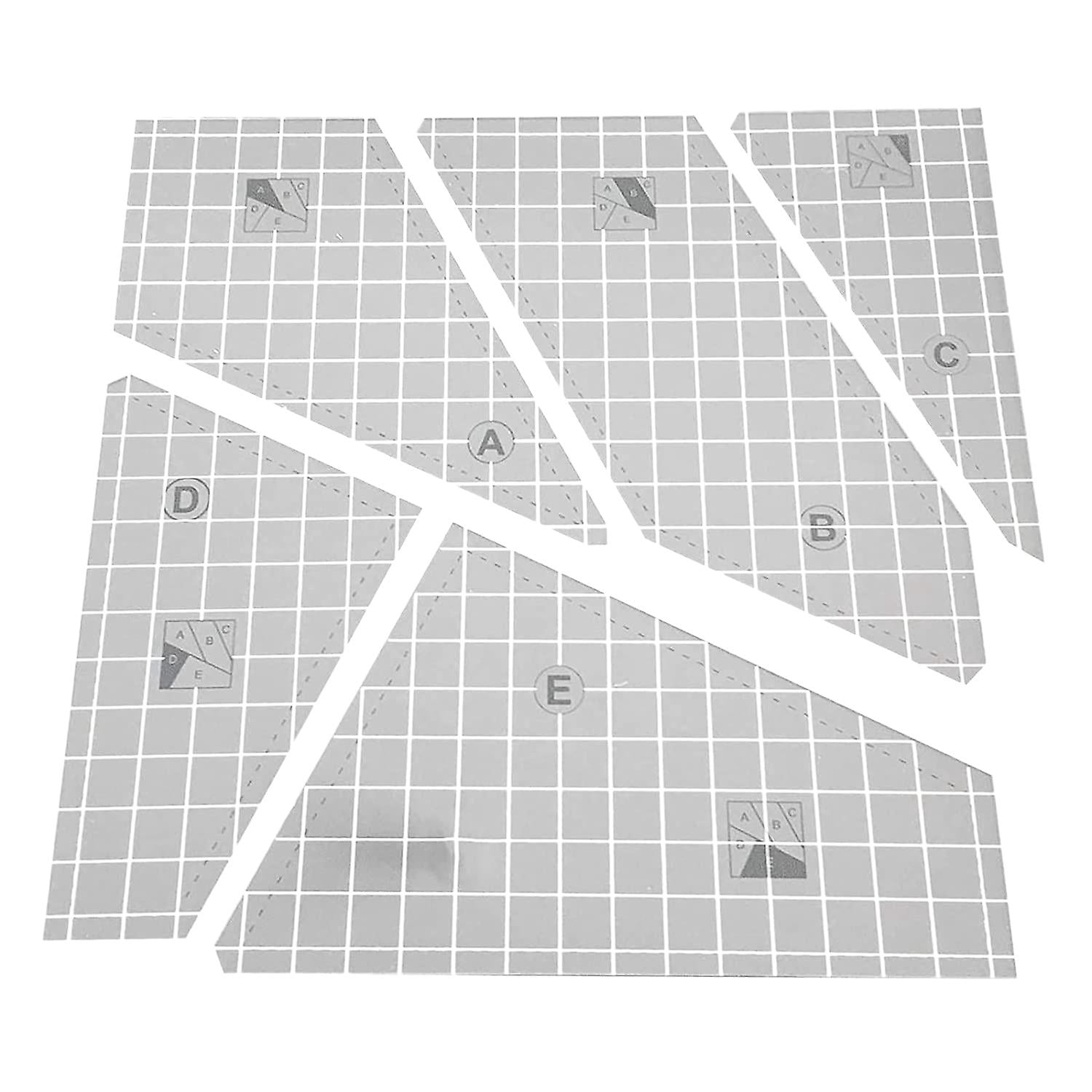 5Pcs Quilting Cutting Template Grids Quilt Ruler Set Acrylic