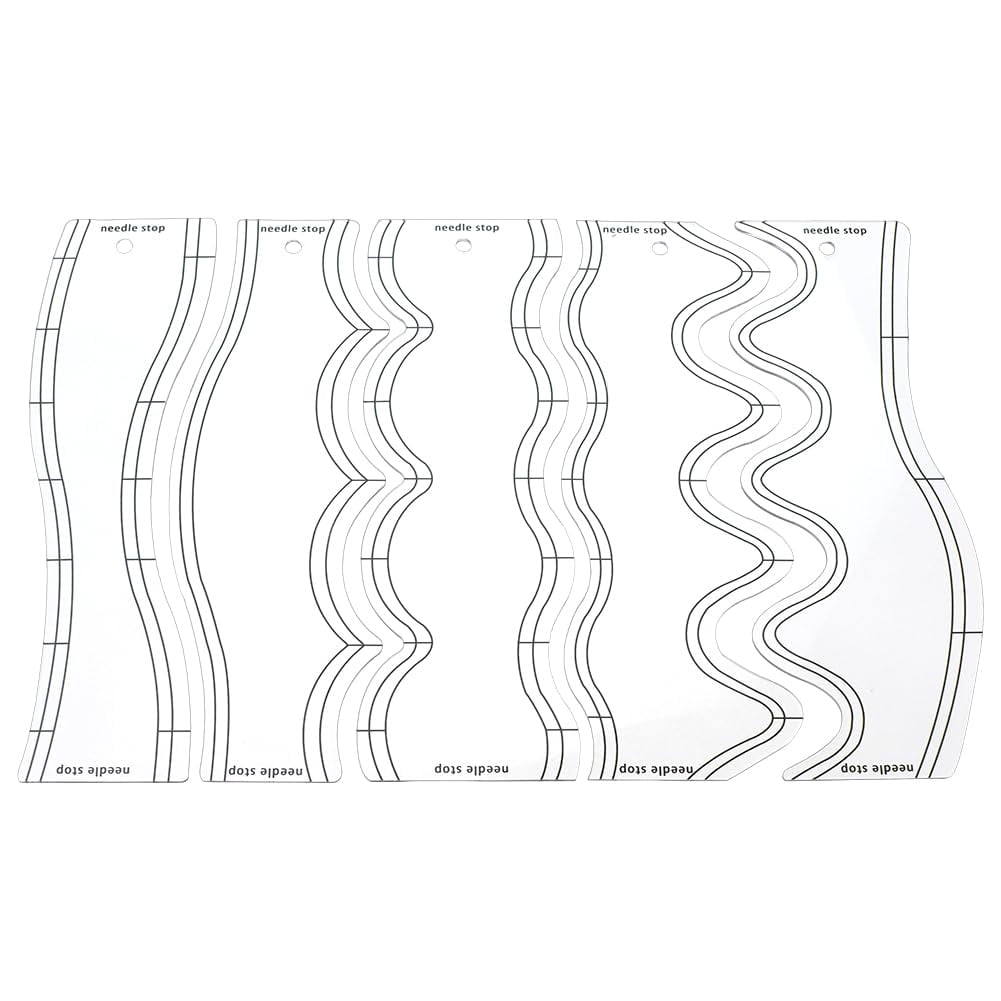 5Pcs Quilting Ruler and Templates 10.4 Inch Waves Quilting Templates ...