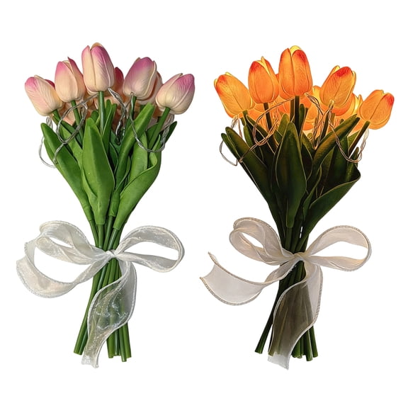 5Pcs Radiant Romantic Tulip Light Bouquet, Twinkling Tulips Tree, LED Artificial Flowers Ambient Night Lamp, Gentle Lighting, for Bedroom Bedside Decor and Gift