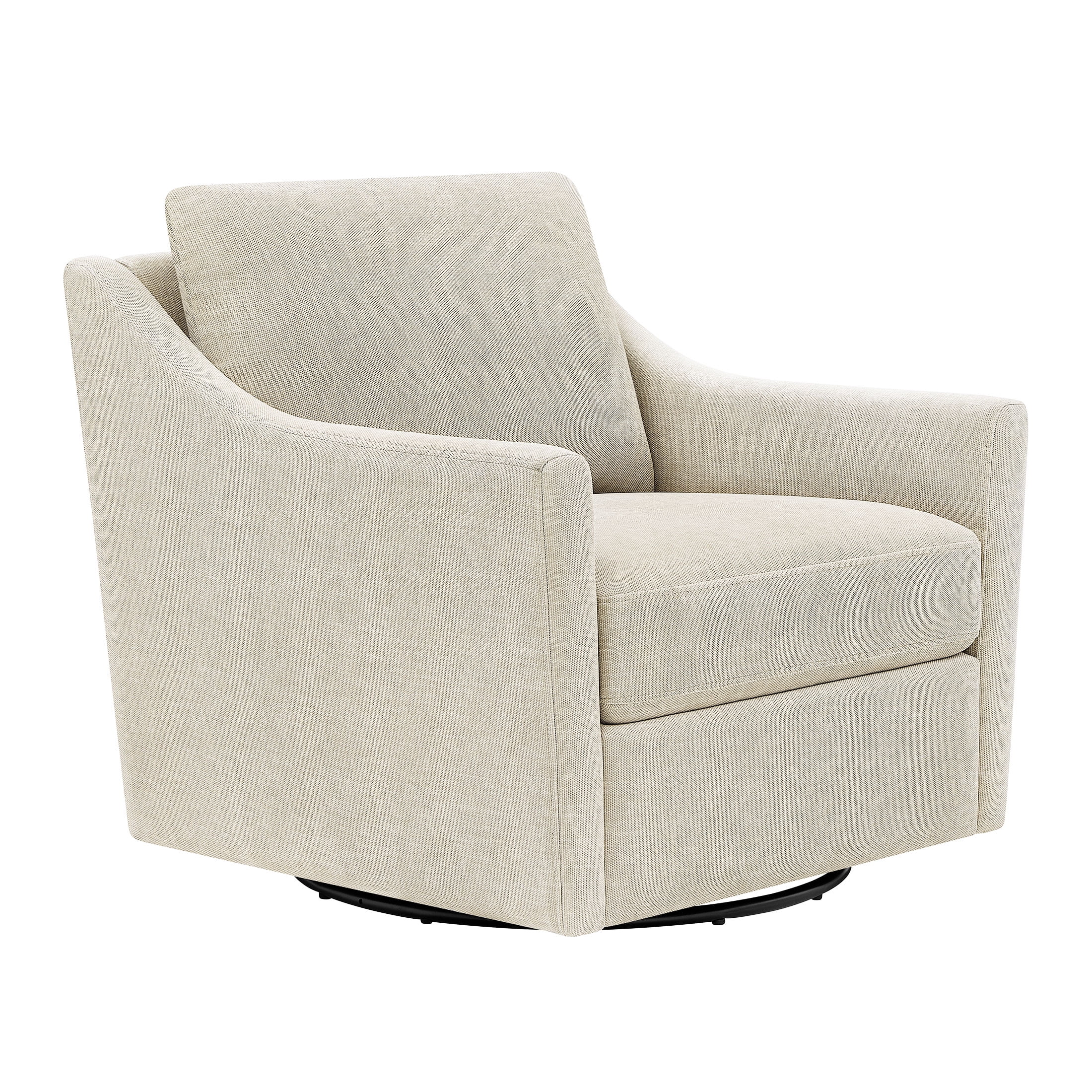 My Texas House Roan Swivel Accent Chair, Cream Fabric Upholstery
