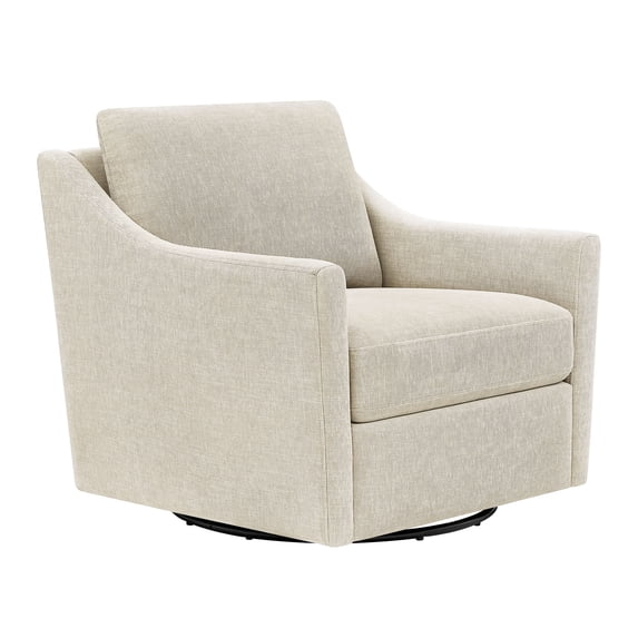 My Texas House Roan Swivel Accent Chair, Cream Fabric Upholstery
