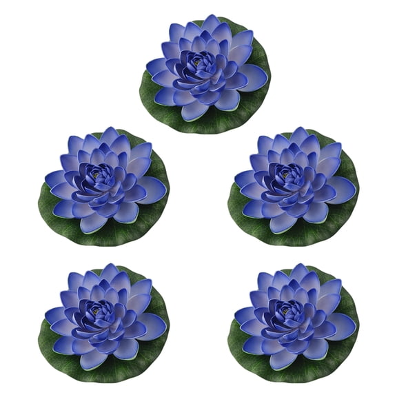 5Pcs Realistic Artificial Floating Flower with Lilies Pad 17cm For Pond Centerpieces Fountains Garden Decoration
