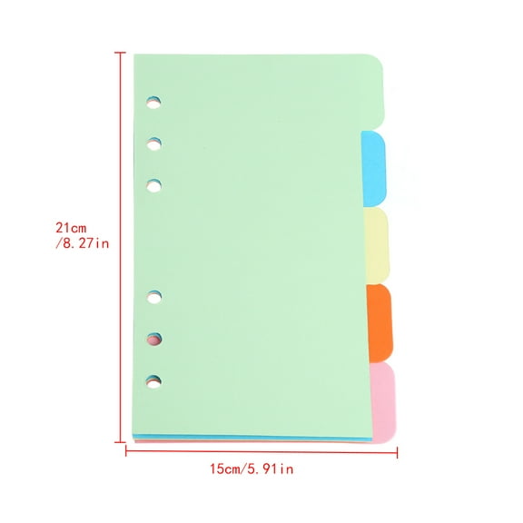 5Pcs Refills 6 Hole Blank Colorful Paper for A6 Loose Leaf Binder Notebook