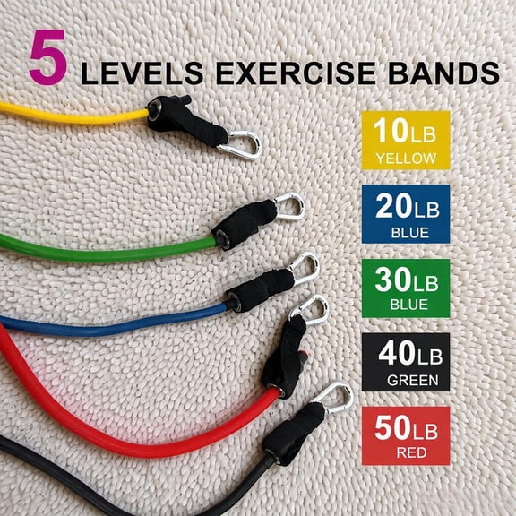 5Pcs Resistance Bands Set with Handles,Door Anchor,Ankle Straps&Carry Bag Portable Exercise Bands for Home Gym Workout,Strength Training,Yoga,Pilates,Physical Therapy Fitness Equipment for Men Women