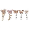5Pcs Retractable Badge Holder Reel, Butterfly Handmade Bling Rhinestone