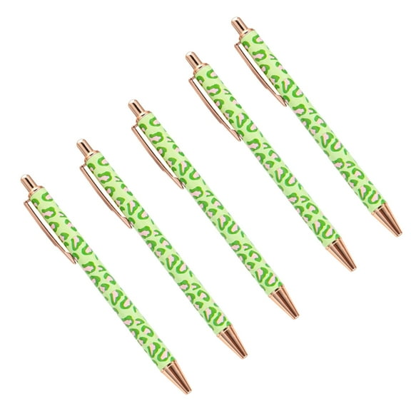 5Pcs Retractable Ballpoint Pen with Pen Clip, Leopard Print Ballpoint Pen Office Signing Pen for Office Hotel Reception