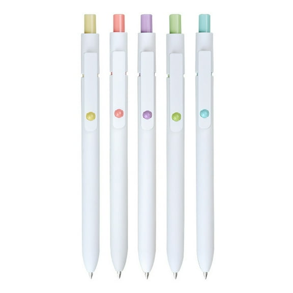 5Pcs Retractable Gel Pen Non-slip Silicone Pen Grip 0.42mm Refillable Office Writing Supplies for Teacher