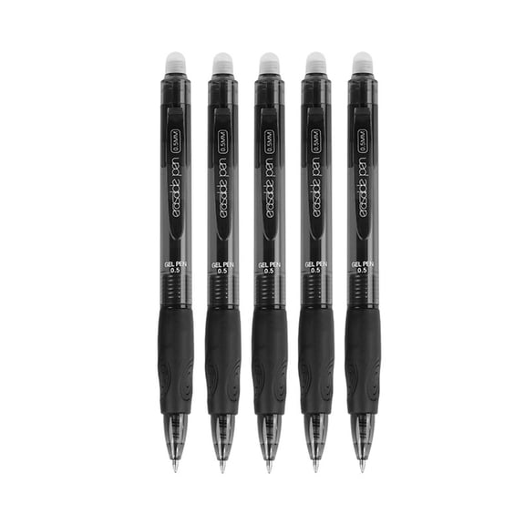 5Pcs Retractable Gel Pen Triangular Shaped Grip Erasable Gel Inks Pen 0.5MM Tip Refillable for Journaling Note Taking