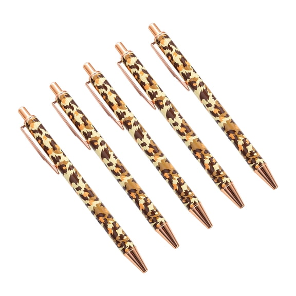 5Pcs Retractable Leopards Print Ballpoint Pen Signing Pen with Pen Clip, Refillable Write Smoohtly Business Gift Pen