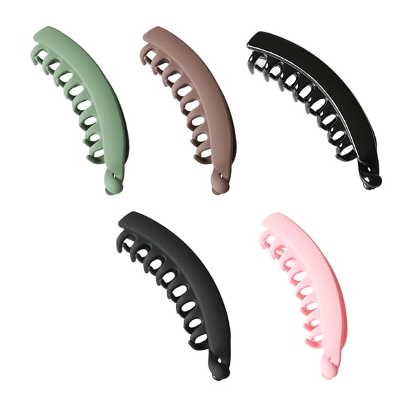 5Pcs Retro Inspired Banana Hairpins With Textured Grip Suitable For Thin Hair Trendy Plastic Hairs Clip For Women