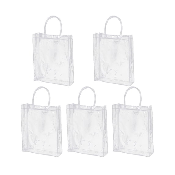 5Pcs Reusable Clear Pvc Plastic Tote Bag With Clear Handle Beautiful Bag