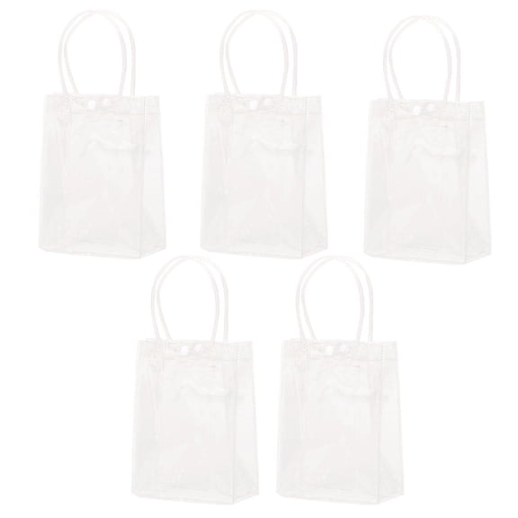5Pcs Reusable Clear Pvc Plastic Tote Bag With Clear Handle Beautiful Bag