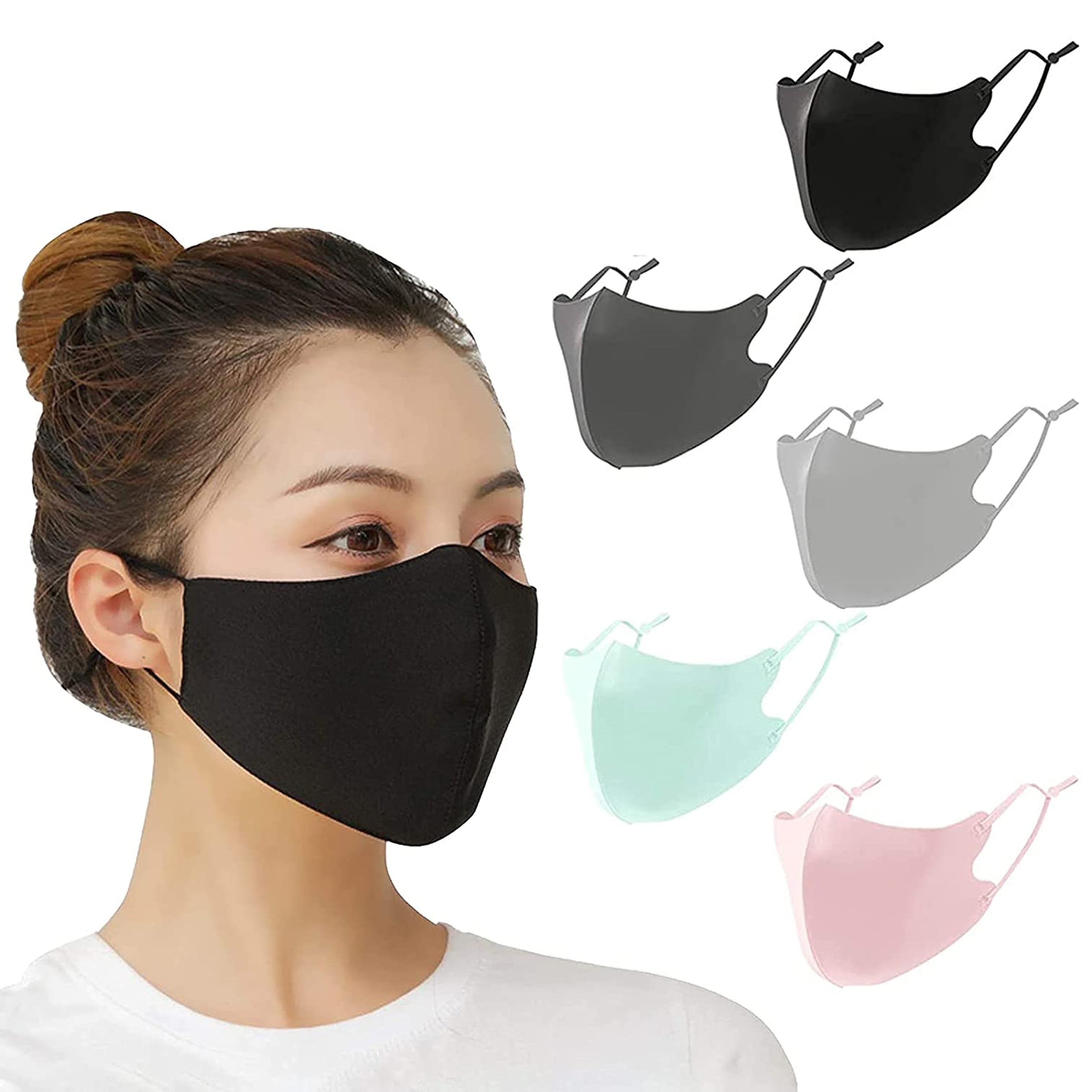 5Pcs Reusable Cloth Face Mask,Adjustable Ear Loop Reusable Face Mask