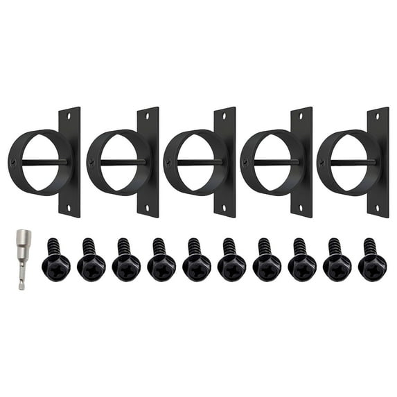 5Pcs Rope Support Caps Cover Stainless Steel Brackets Black Ropes Clamps For Fencing Stair Deck Screw Securing Rope
