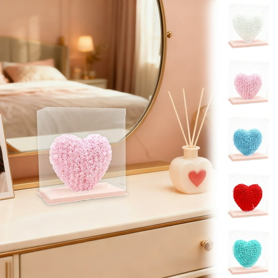 5Pcs Rose Heart Gift Box Under $5! Kadlawus 3D Rose Heart Gift Box, Foam Flower Arrangement, Valentines Day Present for Her, Romantic Home Decor, Eternal Flower Display