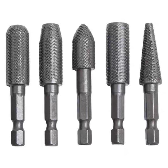 5Pcs Drill Bit Rotary Rasp File Set for Woodworking Cutter Carving Tool Carpentry Cutting Tool Bit Set