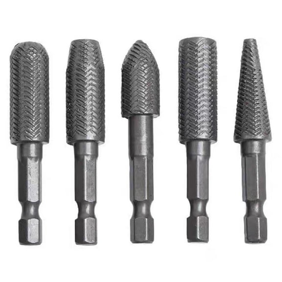 5Pcs Rotary Steel File Drill Bit Burrs Metal Grinding Grooved Sanding
